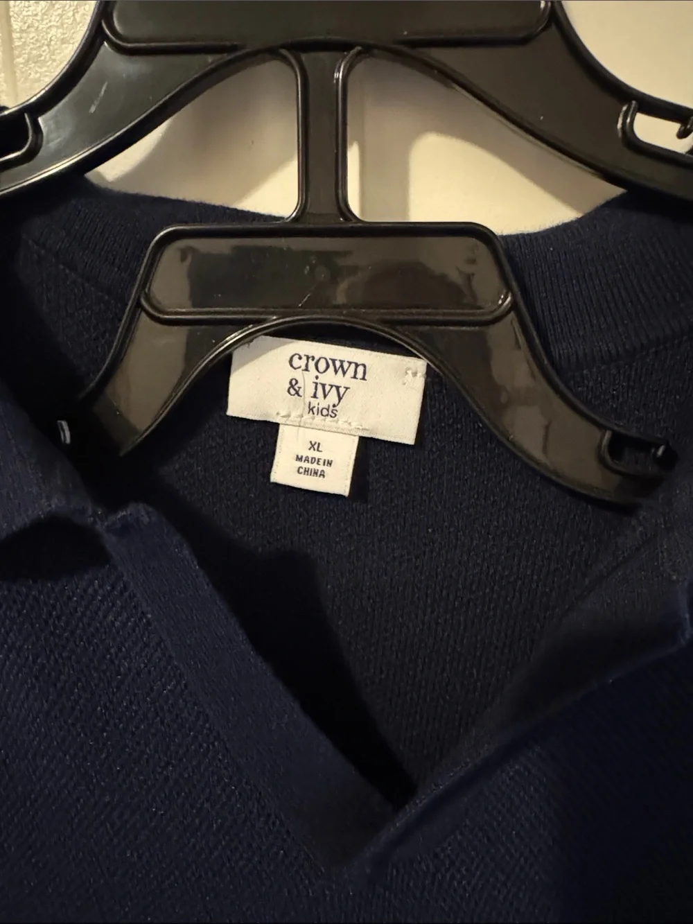 crown & ivy Navy Polo with White Stripe Trim